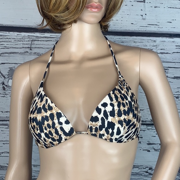 MISSGUIDED Animal Print Triangle Bikini Top - Sz 8 - Picture 5 of 10
